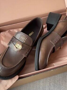 Miu Miu Brown Leather Loafers